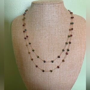 Elegant Multicolor Glass Bead Station Necklace